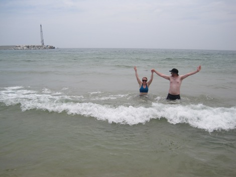Jumping into the ocean which was very cold...bliss!